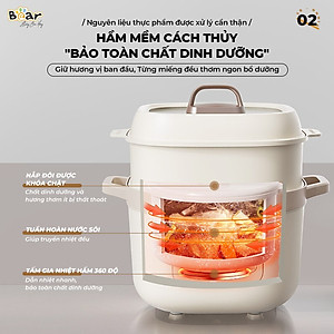 Nồi Nấu Cháo, Nấu chậm 1.6L Bear SB-NNC16 270W - Hàng chính hãng