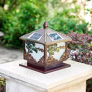 Đèn Trụ Cổng Năng Lượng Mặt Trời, Kết Hợp Dùng Điện 220V Chống Nước Cao Cấp Kích thước 300x300(mm)