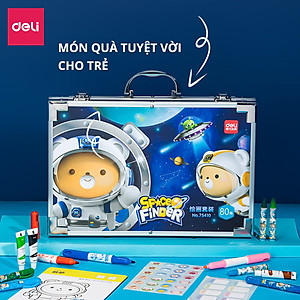 Hộp Bút Màu Tô Vẽ Tranh Cho Bé Đầy Đủ Các Dạng Màu Deli - Kèm Sticker Khay Pha Màu Tẩy Bút Chì Gọt Bút Đi Nét Tranh Tô Màu - Quà Tặng Cho Bé 