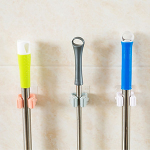 Bộ 2 móc dán tường treo chổi, cây lau nhà, móc treo tường tiện lợi, Giao màu ngẫu nhiên