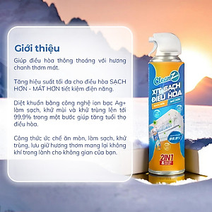 Chai xịt vệ sinh điều hòa Cleanz làm sạch diệt khuẩn bằng công nghệ ion bạc Ag+ -500ml- Hàng chính hãng 