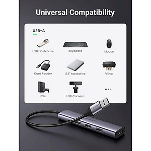 Ugreen UG20805CM473TK 5Gbps vỏ nhôm Bộ chia USB 3.0 1 ra 4 cổng USB hỗ trợ nguồn Type-C - HÀNG CHÍNH HÃNG