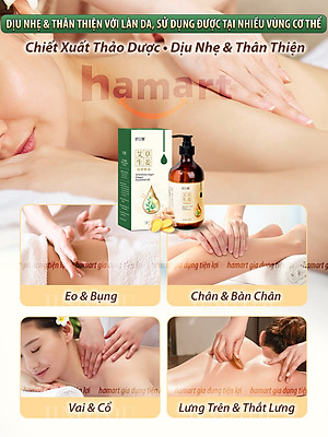 Dầu Massage Body 500ml Tinh Chất Gừng Ngải Cứu Spa Đông Y Cổ Vai Gáy Dưỡng Sinh Giảm Đau Xương Khớp