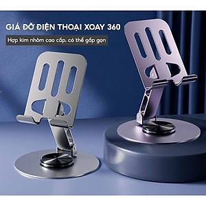 Giá đỡ điện thoại bằng kim loại xoay 360° có thể gấp gọn, chân đế vững chắc - Hàng Nhập Khẩu