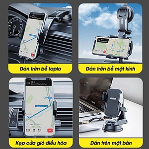 Giá Đỡ Điện Thoại trên Ô Tô, Kẹp Điện Thoại dạng Thác đổ, Không Chắn Tầm Nhìn gắn táp lô, Kính lái ô tô - Thương Hiệu RIBI - Hàng Chính Hãng