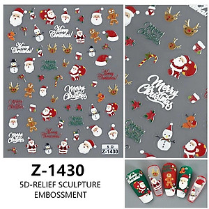 Hình Dán Móng Sticker Ông Già Noel 5D Làm Nail Siêu Xinh, Miếng Dán Móng Hình Giáng Sinh, Bông Tuyết, Tuần Lộc