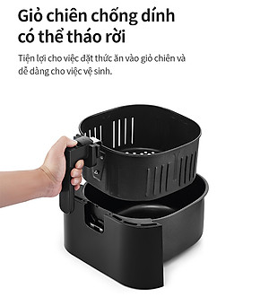 Nồi Chiên Không Dầu Locknlock Visible Air Fryer CUBE EJF996BLK (5.5 Lít) - Hàng Chính Hãng