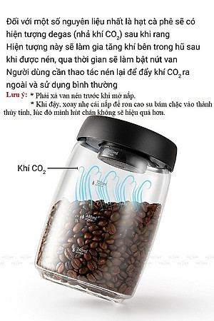 Hũ thủy tinh hút chân không bảo quản thực phẩm CAFE DE KONA