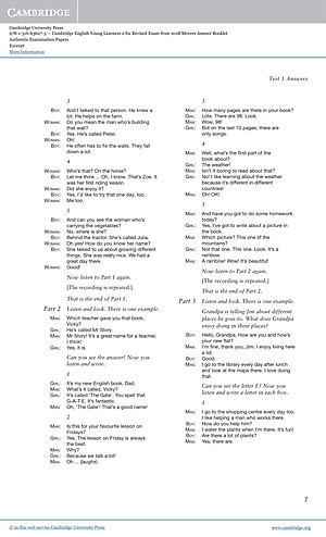 Cambridge English Young Learners 2 for Revised Exam from 2018 Movers Answer Booklet: Authentic Examination Papers