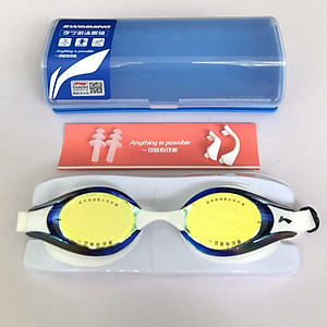 Bộ Kính bơi người lớn LI-NING tráng gương chống tia UV, chống sương mù và Túi đựng kính bơi màu ngẫu nhiên - Hàng chính hãng