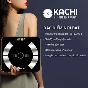 Cân điện tử bluetooth phân tích chỉ số cơ thể Kachi MK223 - Màu đen - Hàng chính hãng