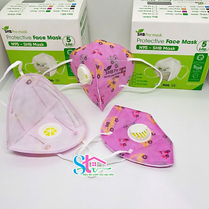 Khẩu trang N95 trẻ em có van thở SHB promask ,  Khẩu trang KN95 em bé 4 lớp kháng khuẩn chuẩn FFP2