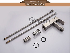 Vòi lavabo nóng lạnh inox 304 KOSKO, vòi sen tắm nóng lạnh chất lượng LOẠI 1
