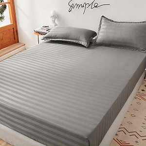 Bộ Ga Gối Cotton Kẻ 3F Lidaco Chuyên Dụng Cho Homestay, Khách Sạn - Xám