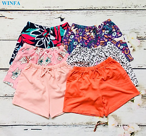 Quần thun bé gái cotton co giãn 4 chiều, quần đùi trẻ em, quần mặc nhà, mặc ngủ bé gái, cotton xuất dư mềm mịn thoáng mát - màu ngẫu nhiên