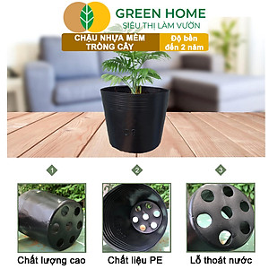 Chậu Trồng Cây Greenhome, nhiều kích thước, Nhựa Mềm, Dẻo, Nhẹ, Trồng Cây, Bầu Ươm Cây Giống, Độ Bền Đến 2 Năm