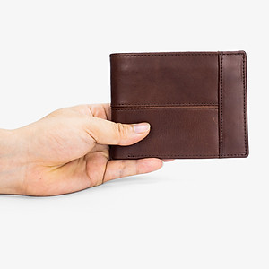Ví nam, bóp nam da bò sáp Bụi Leather V106 - Bảo hành 12 tháng