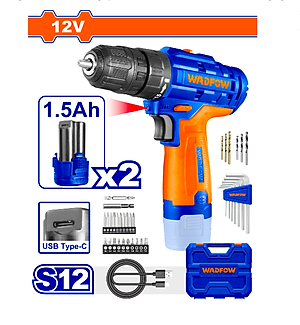 MÁY KHOAN DÙNG PIN LITHIUM-ION 12V WCDS525 WADFOW (KÈM 2 PIN 1.5AH, KHÔNG KÈM ĐẦU SẠC) - HÀNG CHÍNH HÃNG