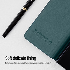 Case bao da chống sốc cho Samsung Galaxy Z Fold 4 trang bị nắp bảo vệ Camera và ngăn đựng S-Pen hiệu Nillkin Qin Pro (chất liệu da cao cấp, thiết kế thời trang cá tính) - Hàng nhập khẩu