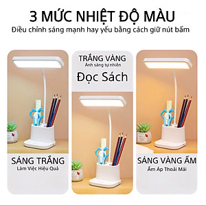 Đèn Học Để Bàn P9 800Lux 3 Chế Độ Ánh Sáng Trắng – Vàng – Trắng Vàng Có Hộc Đựng Bút