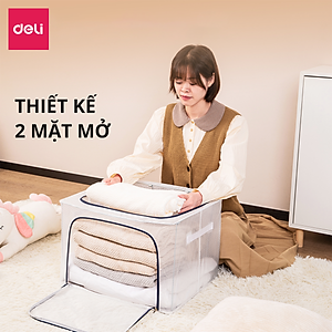 Túi Vải Đựng Quần Áo, Chăn Ga Gối Màn Gấu Bông, Sách Vở Khéo Khoá Deli - Hộp Vải Đựng Đồ Đa Năng Khung Thép Chịu Lực Cao Cấp - Nhiều Size Kích Cỡ Lớn Nhỏ
