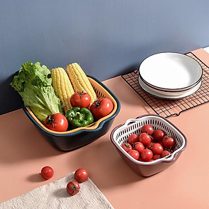 Set 6 Món Thau Rổ Nhựa PP Tiện Lợi Xếp Chồng Được Lên Nhau Giúp Ráo Nước Khi Sử Dụng