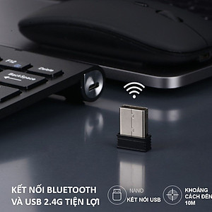 Bộ Bàn phím không dây mini W201S - đa kết nối bluetooth 5.0 + 3.0 + Usb wireless 2.4G hàng nhập khẩu