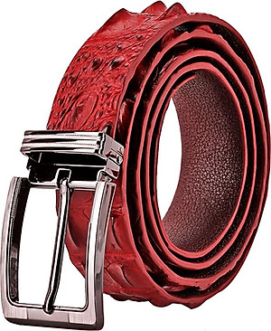 Thắt Lưng Nam Da Cá Sấu Nguyên Con Đầu Kim Huy Hoàng HT4739 - Nâu Đỏ