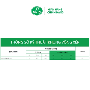 VÕNG XẾP DUY LỢI KHUNG THÉP - CỠ NHỎ (QUÀ TẶNG 10 MÓC ÁO KÉP NHỰA CAO CẤP DUY LỢI) - DÀNH CHO NGƯỜI 1m55