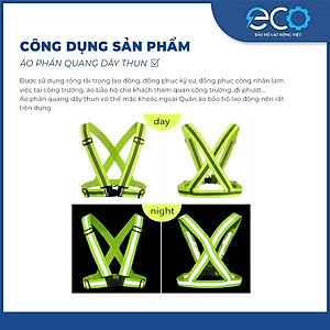 Áo phản quang xanh lá đi phượt loại tốt có khoá cài, dây đai thun độ phát sáng ban đêm tốt