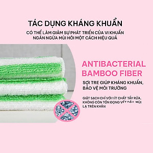 Khăn lau sợi tre MyJae lau bếp, lau tay, 2 mặt có móc treo 23cm x 18cm (3 Cái/Gói)