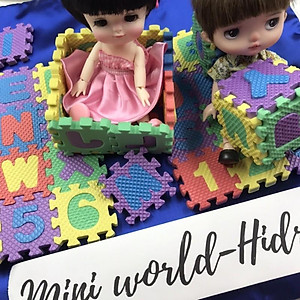 Bộ thảm 12ô chữ xốp ghép mini trang trí nhà búp bê BJD 1/8