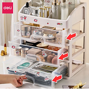 [Tặng sticker] Kệ Đựng Mỹ Phẩm Nhựa Nhiều Tầng Để Bàn Trong Suốt Có Thể Tháo Rời Deli - Kệ Đưng Đồ Trang Điểm Đồ Cá Nhân Nữ Trang Sức Hộp Lưu Trữ Văn Phòng Phẩm Decor Bàn Làm Việc Góc Học Tập - VS559 564
