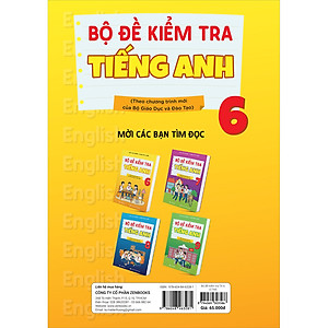 Sách Bộ Đề Kiểm Tra Tiếng Anh Lớp 6 (Theo CT Mới Của Bộ GD&ĐT)