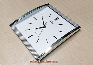 Đồng Hồ KIM TRÔI EASTAR Mặt Kính Cong Cao Cấp - Mặt Chữ nhật Ánh Kim - Tặng Pin Maxell - BH 1 Năm - Decor Trang Trí Treo Tường