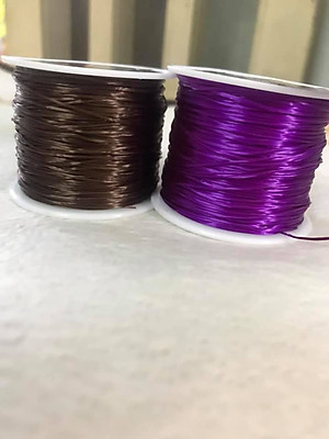 2 CUỘN THUN CO GIÃN MÀU TÍM VÀ ĐEN HOẶC NÂU ĐEN CHUYÊN DÙNG XỎ VÒNG TAY BẰNG ĐÁ NAM NỮ 