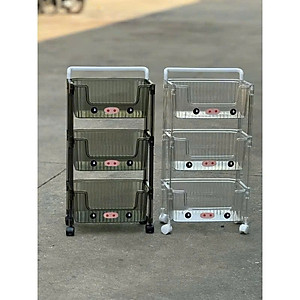 Kệ Nhà Bếp 3 Tầng Trong Suốt Hình Heo Có Bánh Xe Xịn Sò - Kệ Để Mỹ Phẩm, Đồ Trang Điểm Đa Năng - HÀNG CHÍNH HÃNG MINIIN