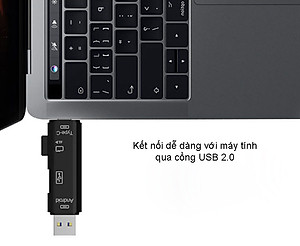 Đầu cắm OTG xịn giúp điện thoại Android đọc thẻ nhớ TF, USB, Type C  - Hàng chính hãng / Hàng nhập khẩu
