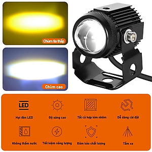 đèn trợ sáng bi cầu mini Lắp Ô tô Xe Máy Pha Bi Cầu Chống không thấm nước Chói Cắt Sáng Chùm cao và thấp