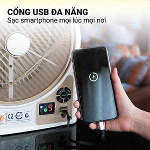 Quạt sạc tích điện Honjianda FL 223 - tích hợp đèn LED & cổng USB - Hàng chính hãng