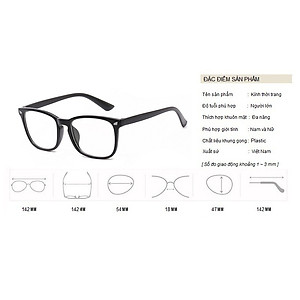 Kính Giả Cận, Gọng Kính Cận Nam Nữ Mắt Vuông To Gọng Nhựa Đen Nhám Siêu Nhẹ Không Độ Hàn Quốc - BLUE LIGHT SHOP