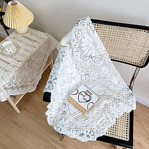 Khăn trải bàn vải ren hoa thêu sang trọng theo phong cách vintage, tấm vải phủ lò vi sóng, tivi, tap đầu giường trang trí nhà cửa KB-6012