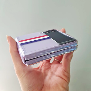 Ốp lưng chống sốc trong suốt cho Samsung Galaxy Z Flip 3 hiệu Likgus Thom Brow (chất liệu cao cấp, thiết kế thời trang họa tiết 3 sọc màu) - hàng nhập khẩu
