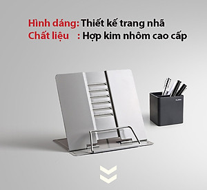 Giá Đỡ đỡ sách, đọc sách, đỡ điện thoại máy tính bảng đa năng chống cận Hợp Kim Nhôm Cao Cấp có thể điều chỉnh chiều cao. Hỗ Trợ Chống Mỏi Cổ, Vai, Gáy. Hàng Chính Hãng KitAcoom