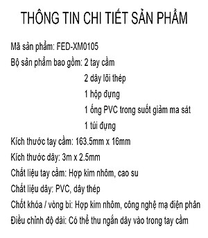 Dây Nhảy FED XM0105 - Dây Nhảy Tăng Thể Lực Giúp Thân Hình Cân Đối Săn Chắc Và Đẹp - Hàng Chính Hãng