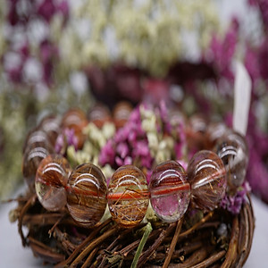 Vòng tay đá Thạch Anh Tóc Đỏ Nâu VIP cao cấp, Vòng tay đá Thạch Anh thiên nhiên Tóc Đỏ Nâu 8ly