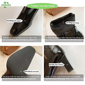 Giày Bốt Nữ Da Bóng Trắng Đen Ôm Chân Đẹp Gót 7 Phân Cổ cao Mũi Nhọn Không Có Khóa