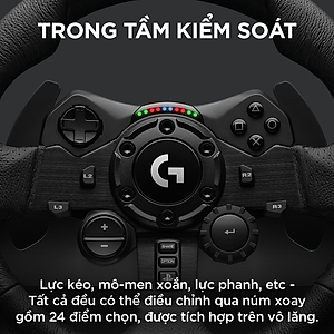 Bộ vô lăng & bàn đạp chơi game đua xe Logitech G923 - Phản hồi lực TRUEFORCE, tay cầm bọc da cao cấp, tương thích PS5, PS4, PC, Mac - Hàng Chính Hãng