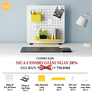 Bảng lỗ Pegboard Dola Home cao cấp kẹp bàn tiết kiệm diện tích không khoan tường để bàn phím, tai nghe, đồ dùng làm việc