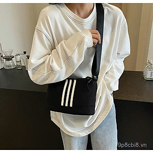 Túi Xách Sọc Đen Nữ Vải Nylon – Túi Đeo Vai Dây Kéo 3 Lớp, Phong Cách Hàn Quốc - HÀNG CHÍNH HÃNG MINIIN